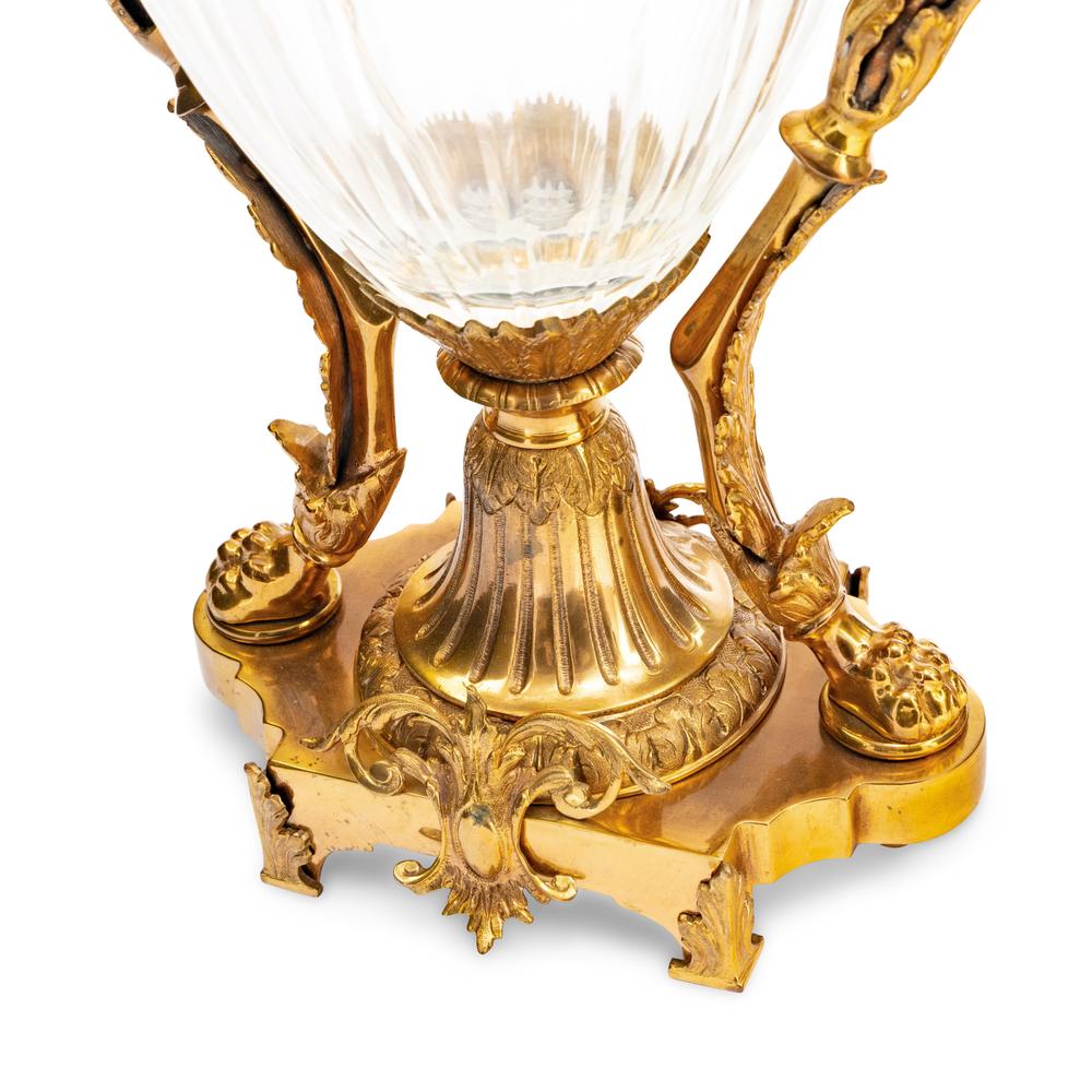 A Pair of Baccarat Gilt Bronze Mounted Glass Urns
