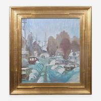 Joseph Barrett (American, b. 1936) Lambertville Church in Snow