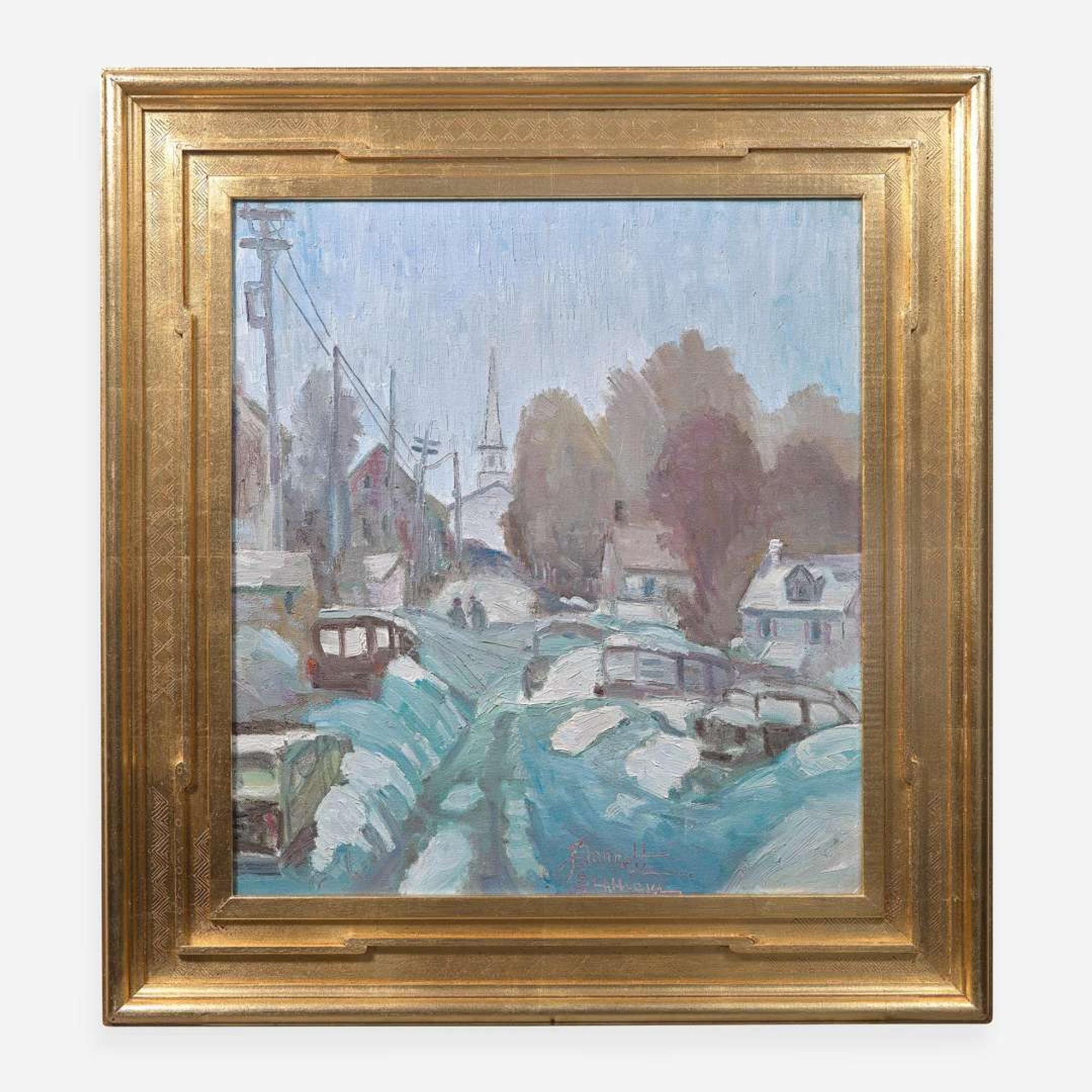 Joseph Barrett (American, b. 1936) Lambertville Church in Snow