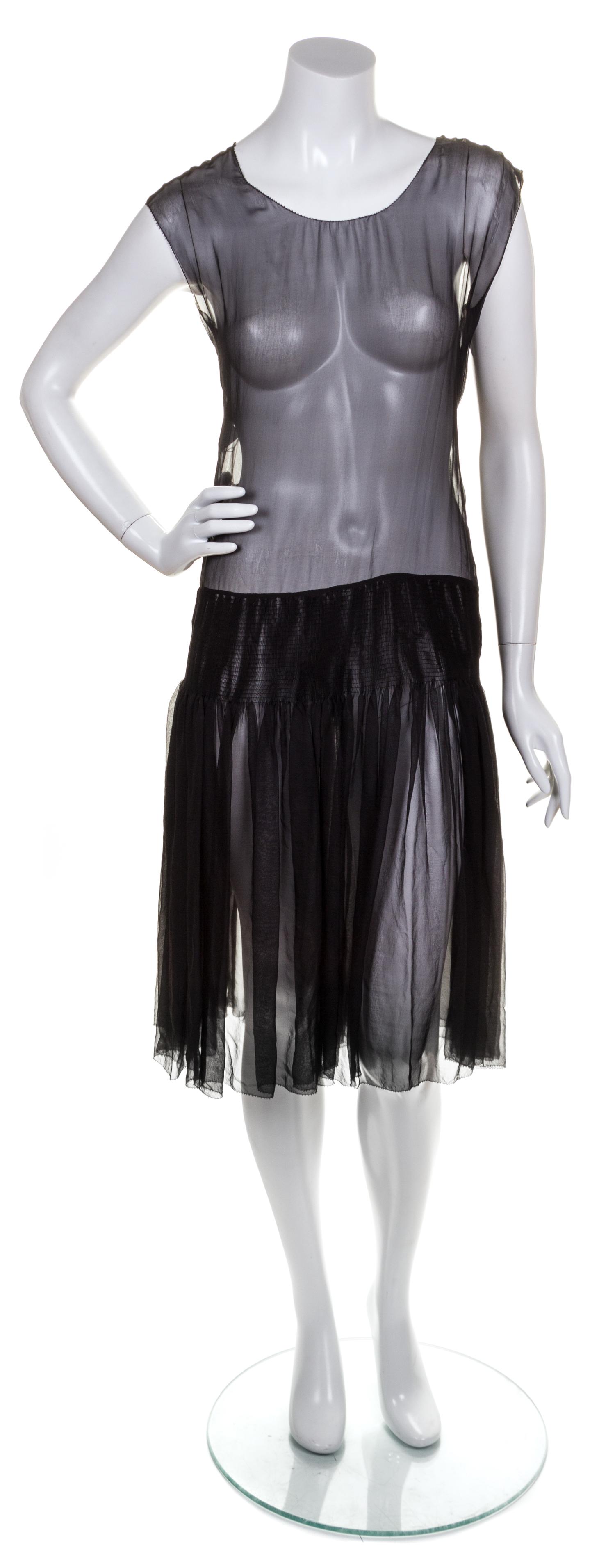 A Rochas Black Silk Sheer Dress, Size 42.