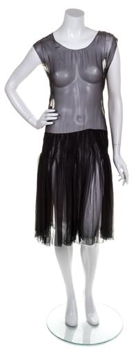 A Rochas Black Silk Sheer Dress, Size 42.