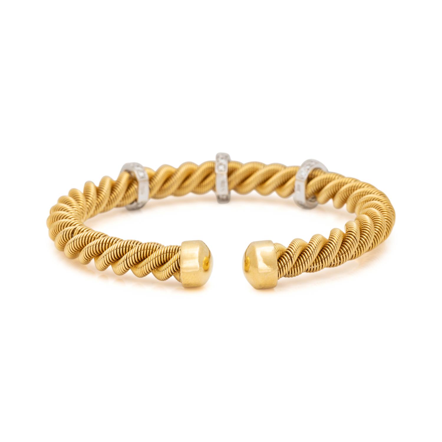 BICOLOR GOLD AND DIAMOND CUFF BRACELET