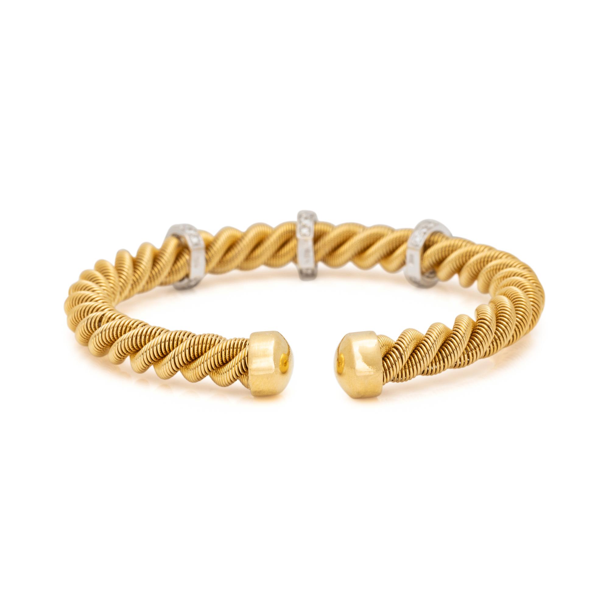 BICOLOR GOLD AND DIAMOND CUFF BRACELET