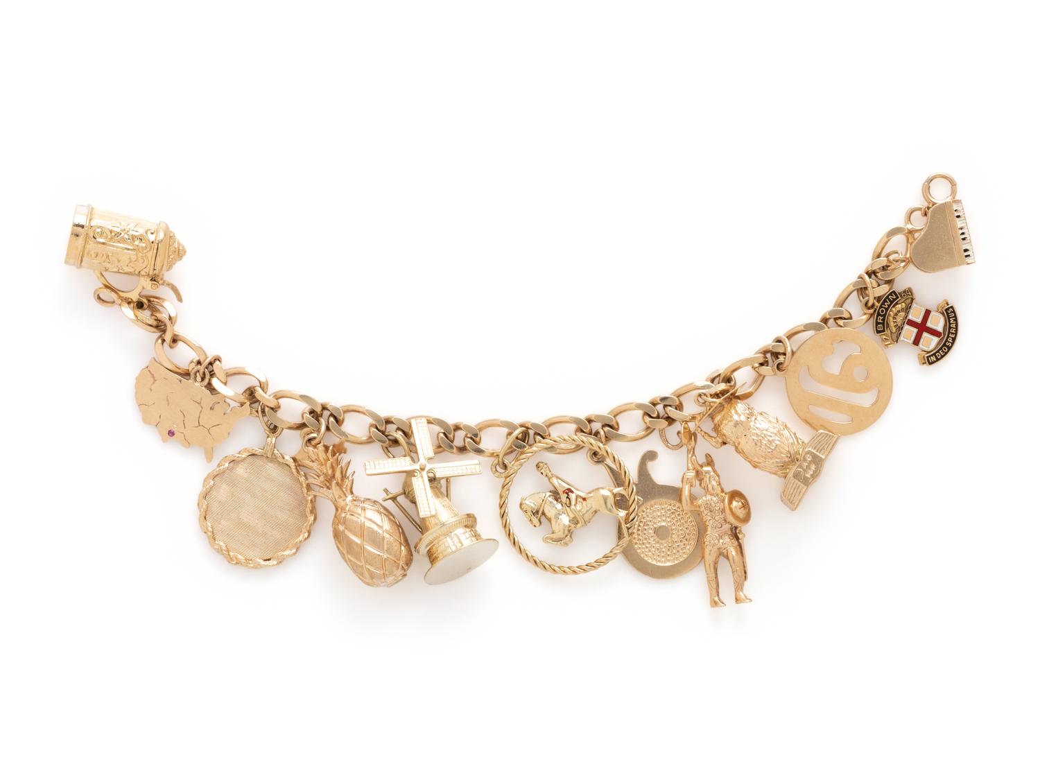 YELLOW GOLD CHARM BRACELET