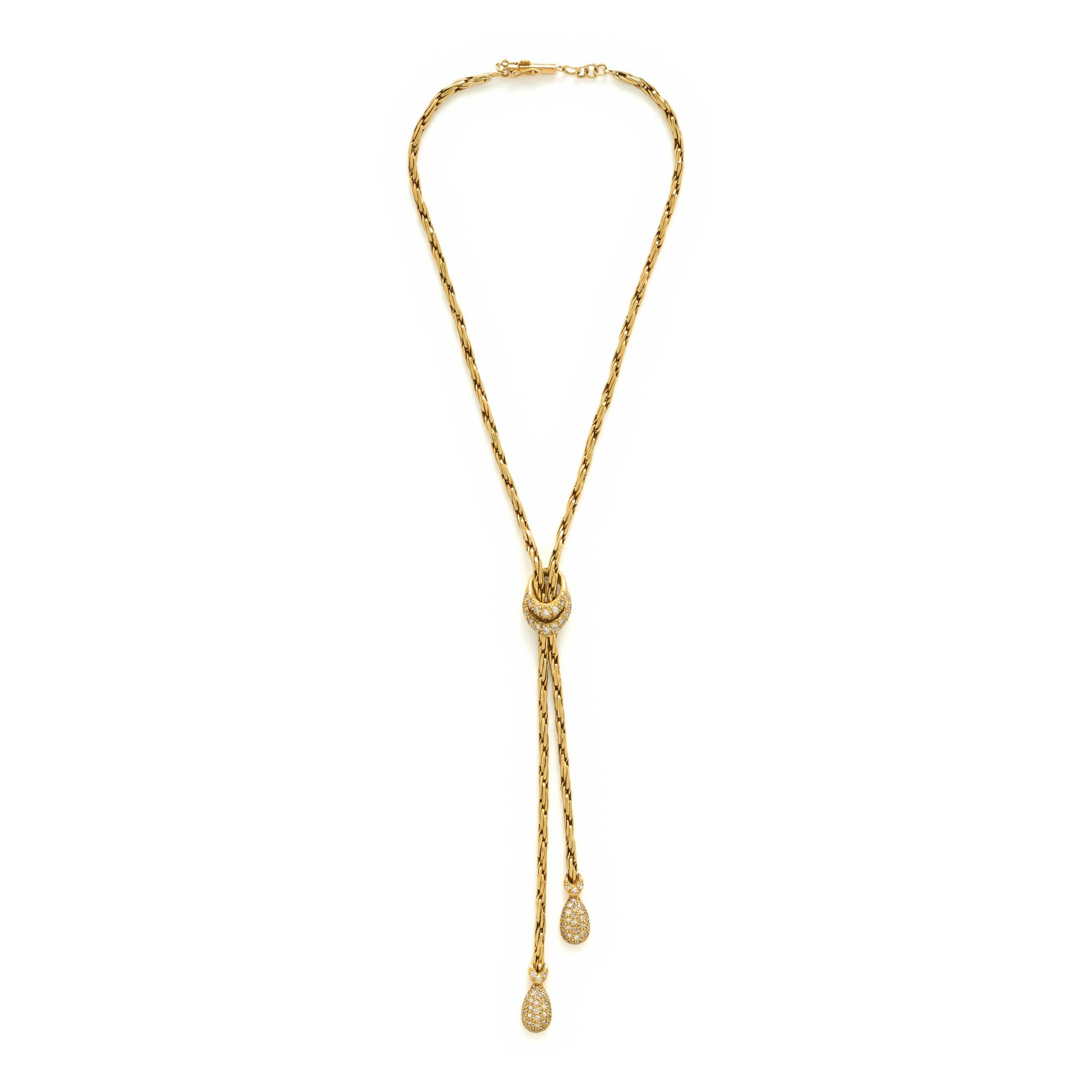 Yellow Gold and Diamond Slide Lariat Necklace