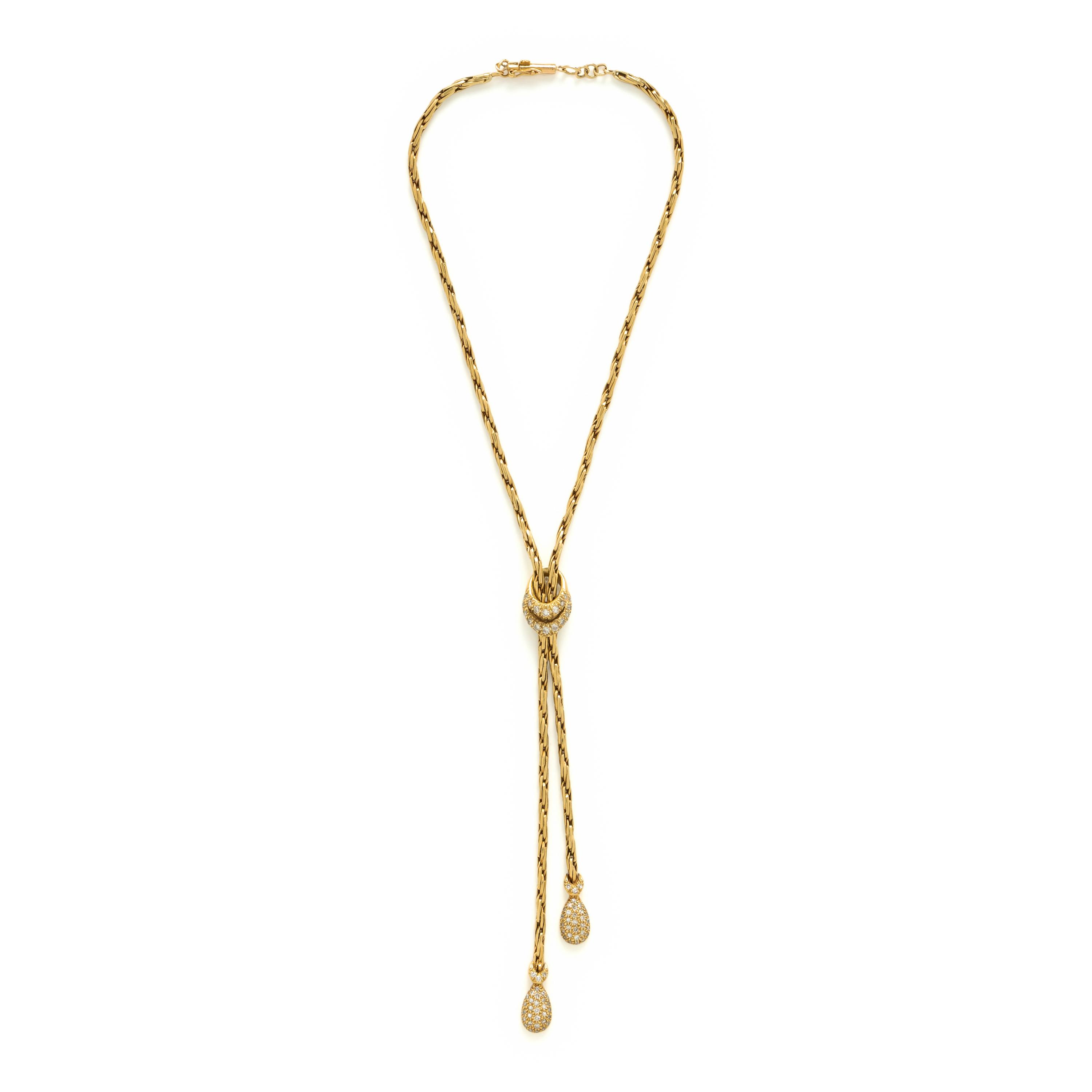 Yellow Gold and Diamond Slide Lariat Necklace