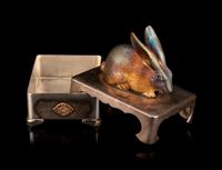 A Fine Japanese Silver Rabbit-Form Bonbonnière