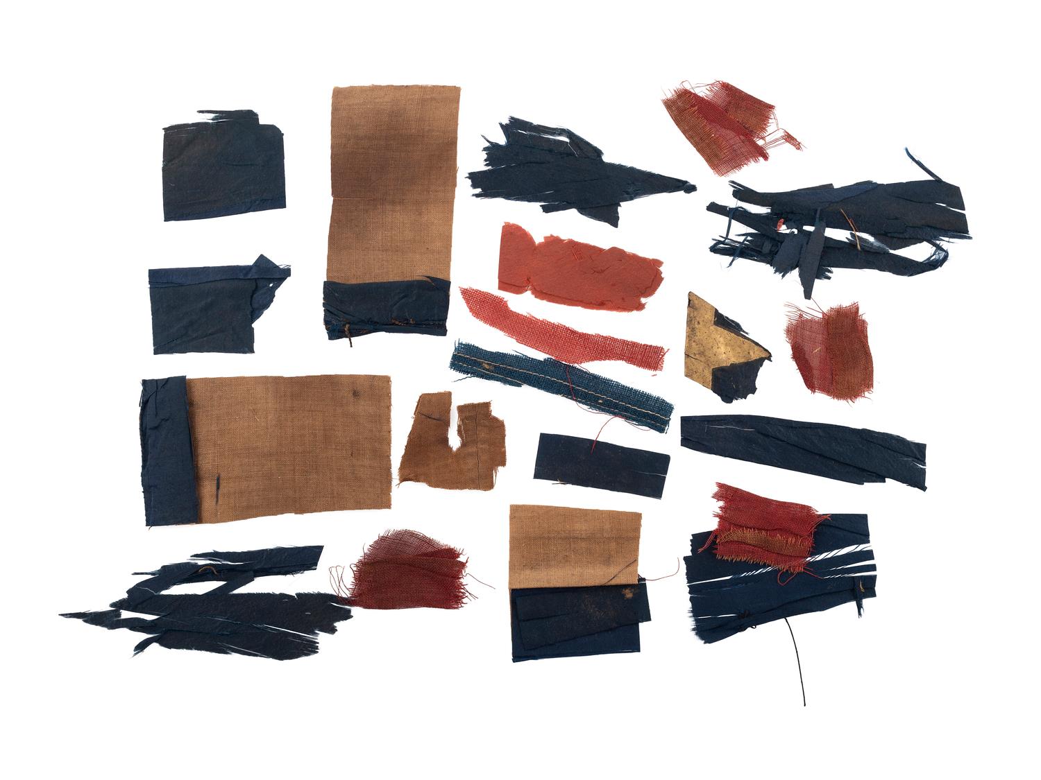[CIVIL WAR] -- [FLAGS]. A collection of fragments from various Civil War-period flags, comprising: