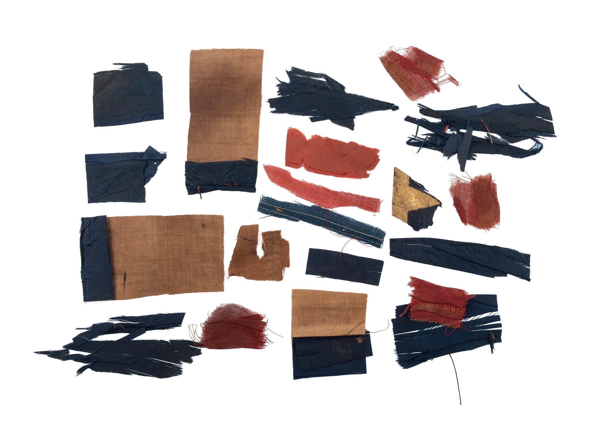 [CIVIL WAR] -- [FLAGS]. A collection of fragments from various Civil War-period flags, comprising: