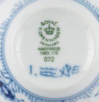A Group of Royal Copenhagen Blue Fluted Teacups and Saucers