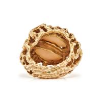 YELLOW GOLD AND ANGEL SKIN CORAL RING