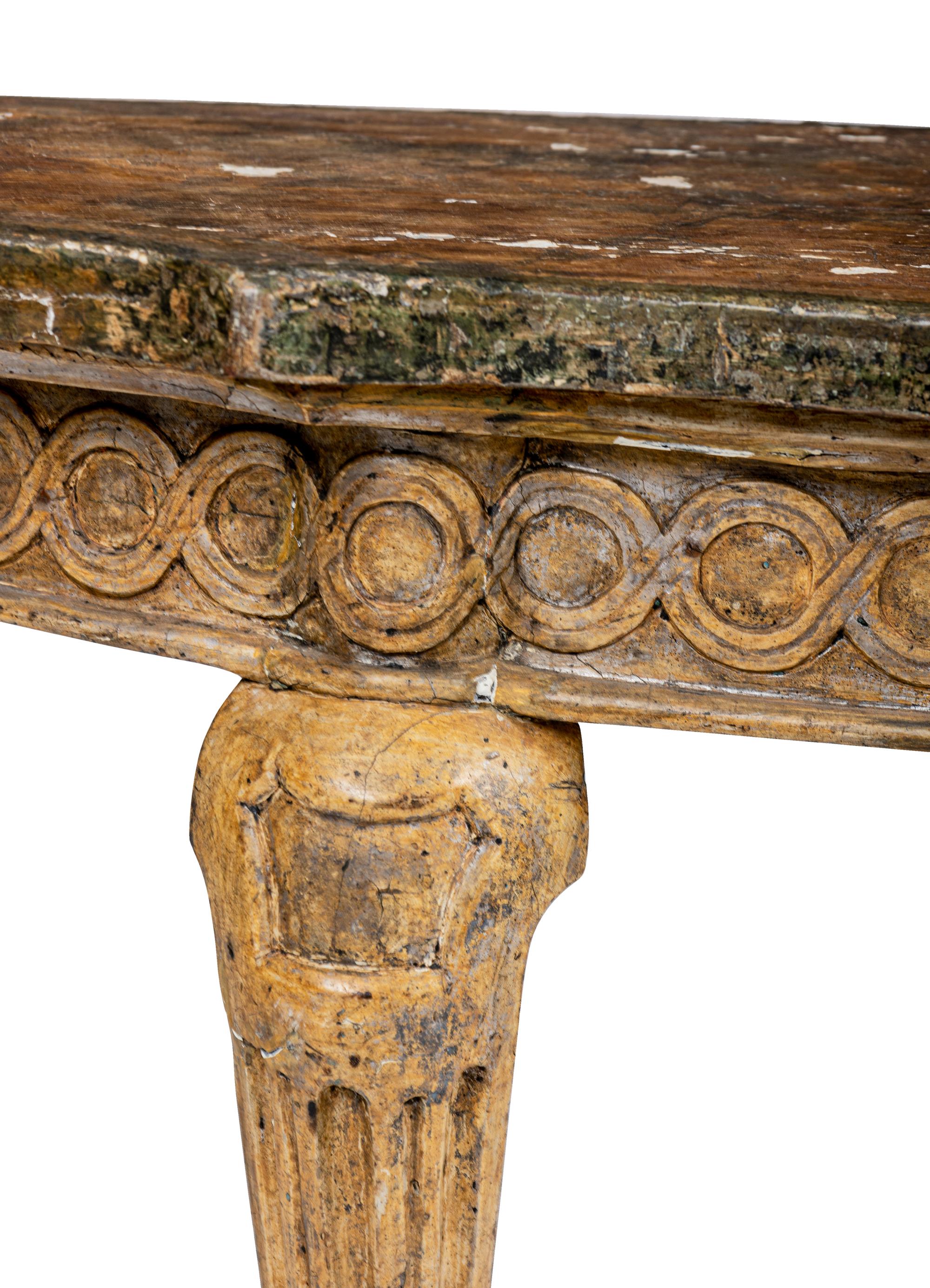 A Pair of Italian Gilt and Silvered Faux Marble-Top Console Tables