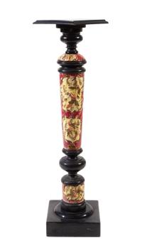 A Continental Ebonized Wood and Ceramic Inset Pedestal Height 44 1/2 inches. — LATE 19TH/EARLY 20TH CENTURY