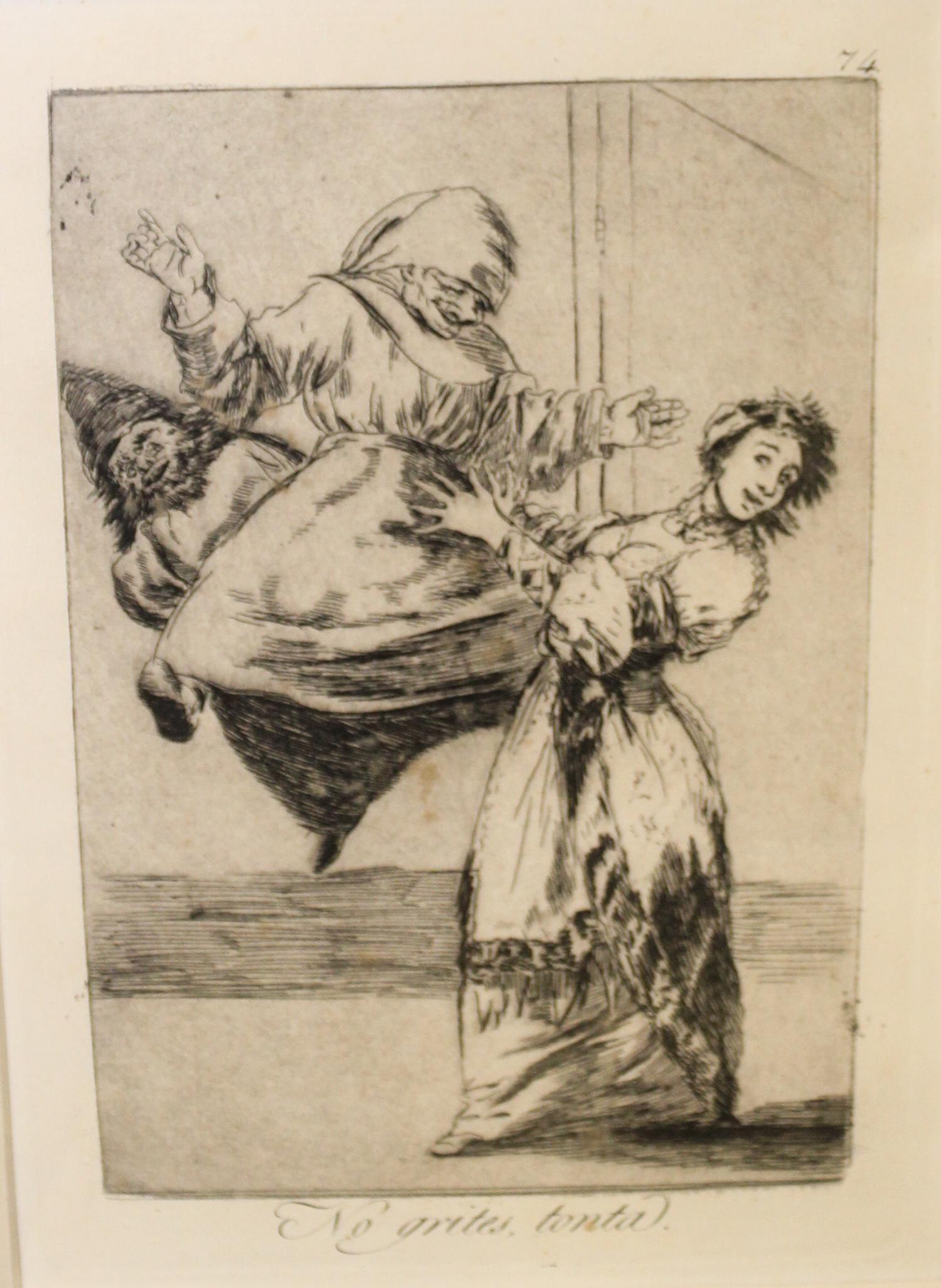 Francisco de Goya, (Spanish, 1746-1828), No grites, tonta (pl. 74 from Los caprichos), c. 1881