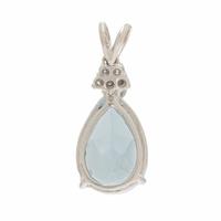 Blue Topaz, Diamond, and White Gold Pendant
