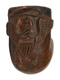 [CIVIL WAR]. Folk art carved Civil War soldier's pipe identified to Lieutenant Colonel James Gwyn, 118th Pennsylvania Infantry. Ca 1862.