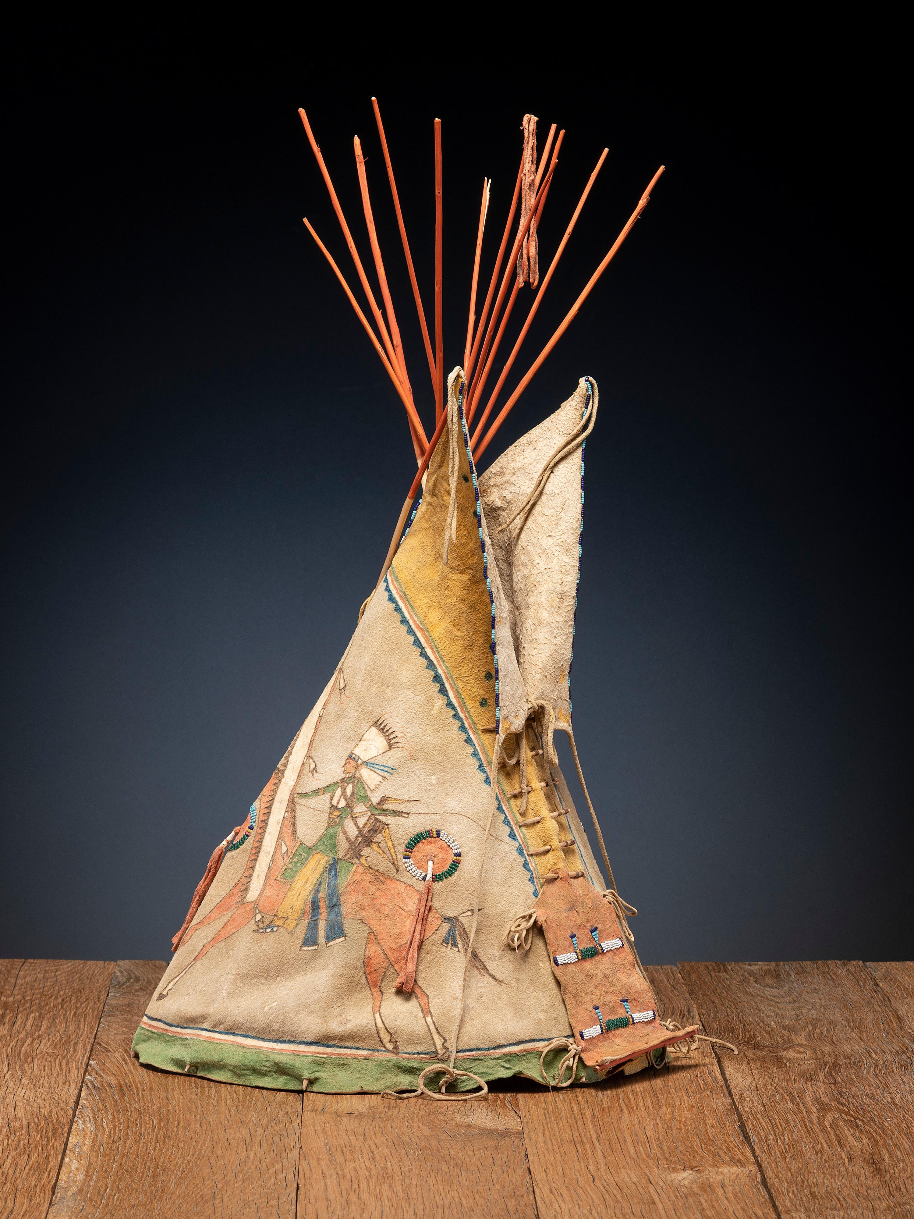 Sioux Painted Model Tipi, with Ledger Art