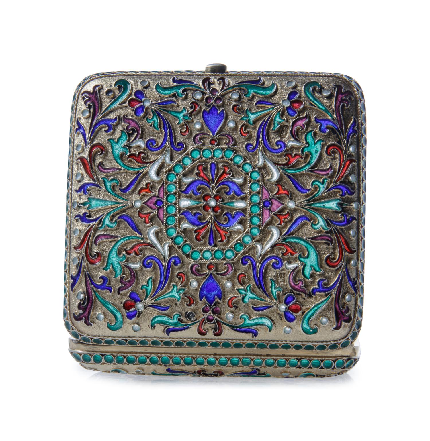 A Russian Silver and Plique-à-Jour Enameled Cigarette Case