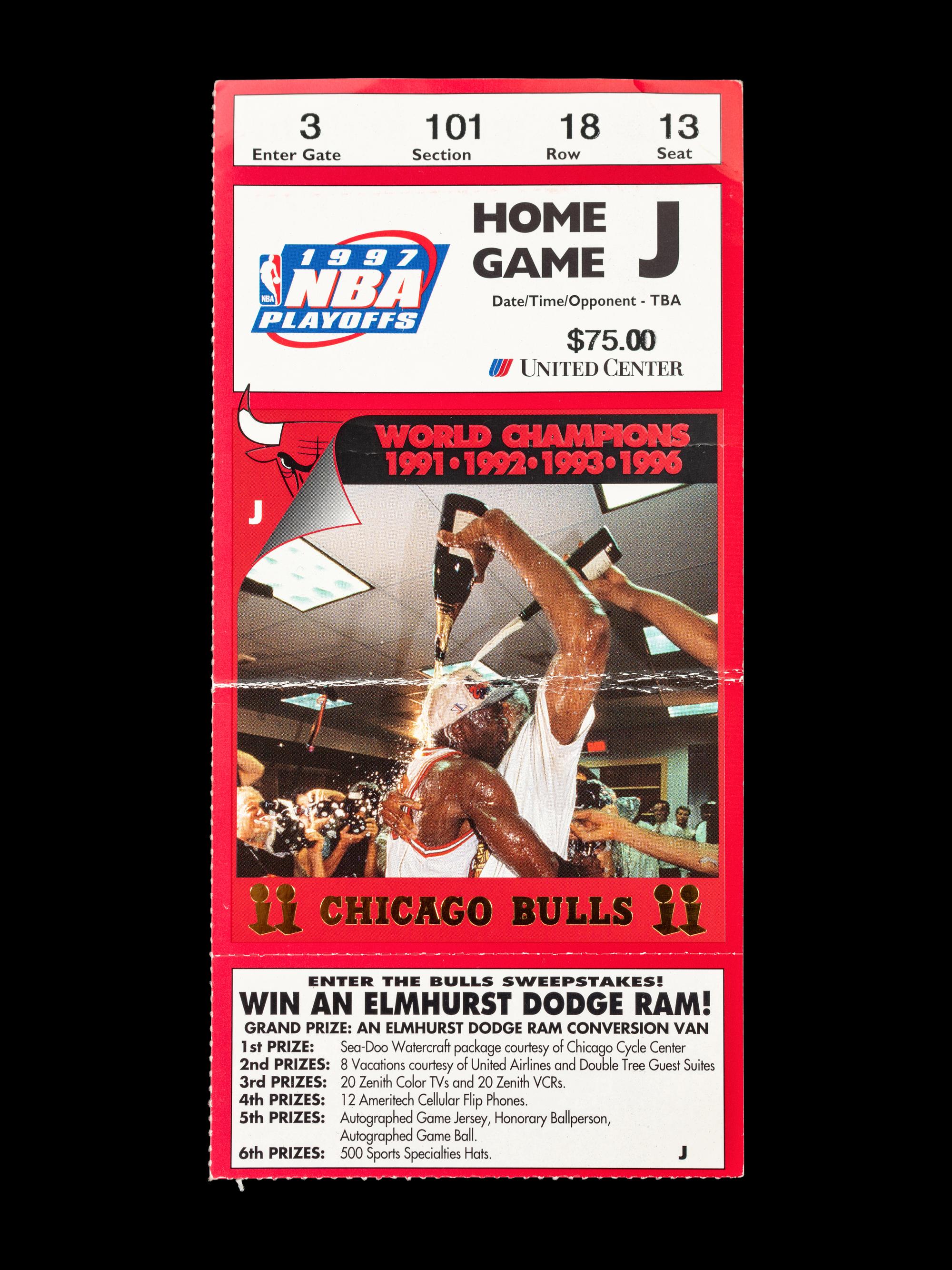 A Collection of 13 Chicago Bulls Michael Jordan Last Dance Era 1996-97 Regular Season and Playoff Tickets and Stubs