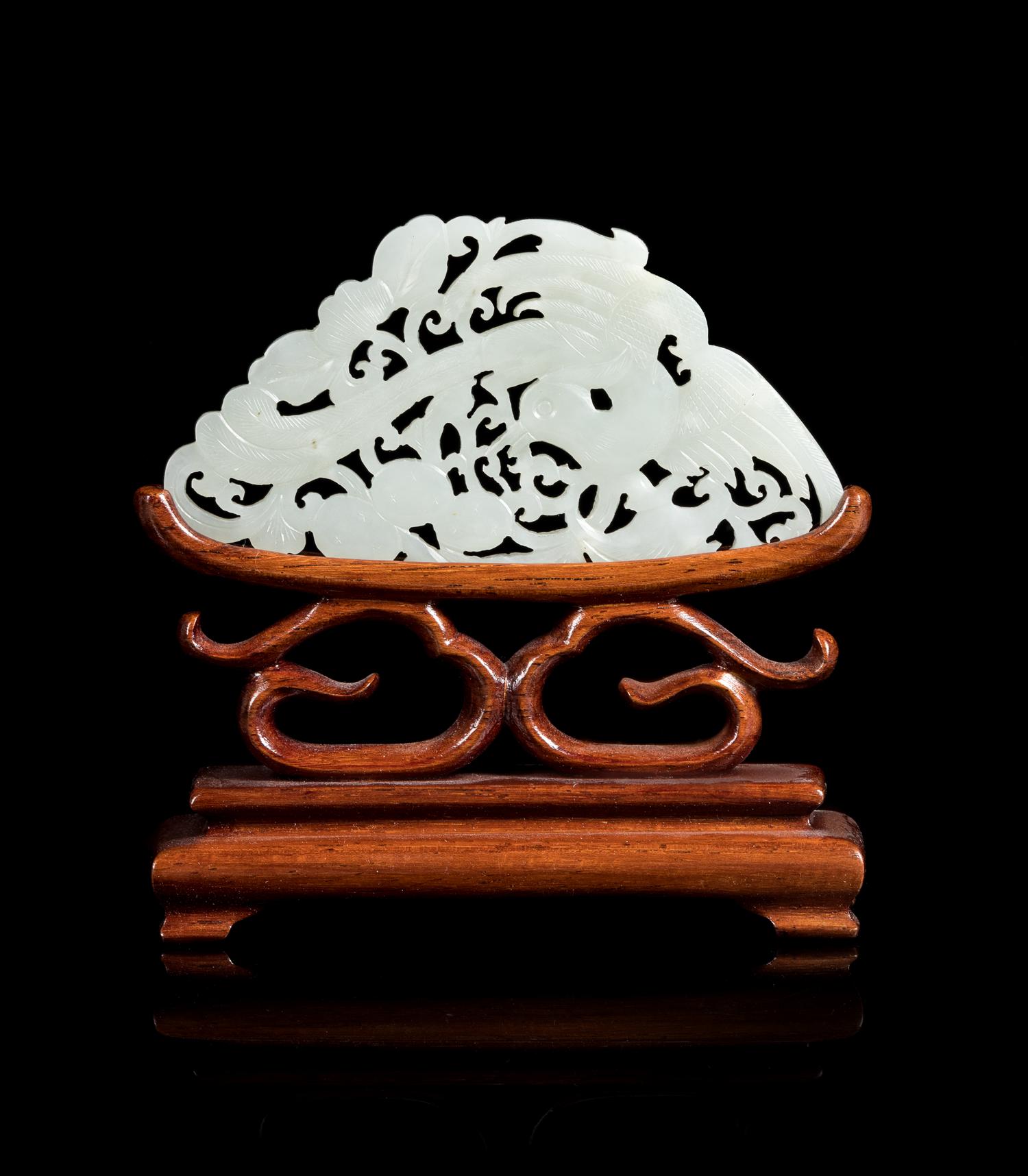 A White Jade Reticulated Plaque Jade width 3 3/4 inches. — 19TH CENTURY