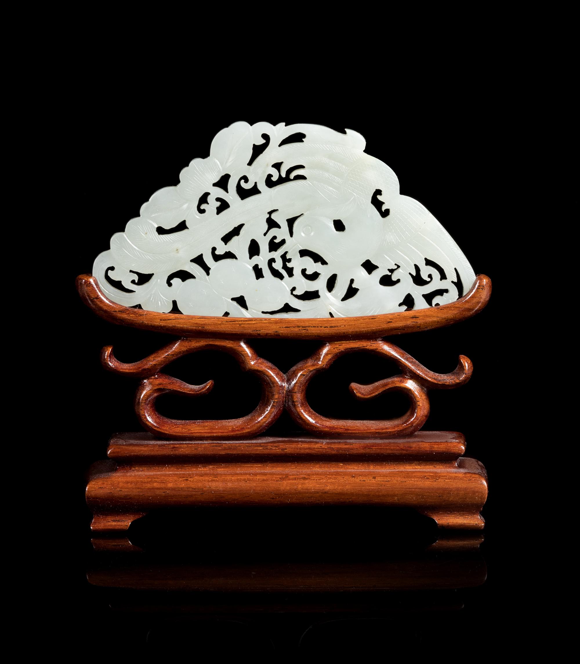 A White Jade Reticulated Plaque Jade width 3 3/4 inches. — 19TH CENTURY