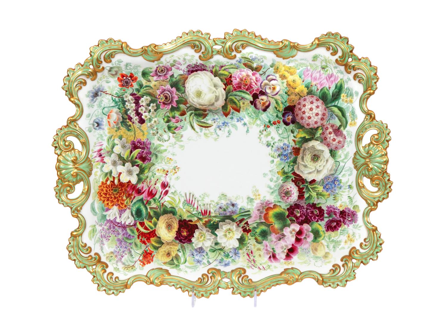 An English Painted Porcelain Tray