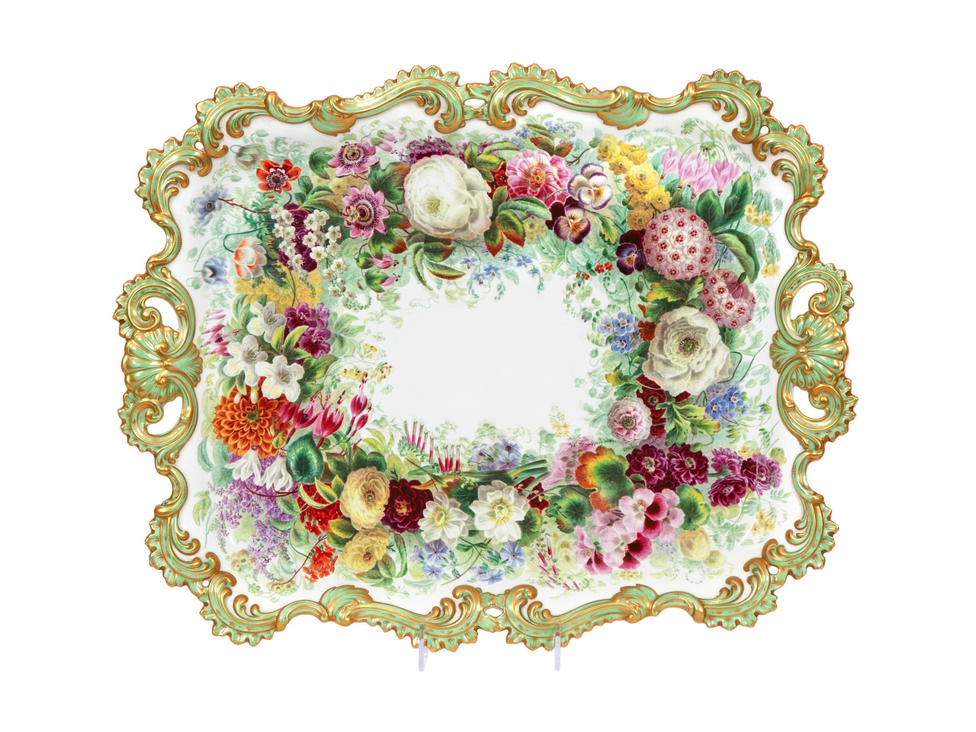An English Painted Porcelain Tray