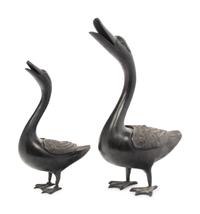 Two Bronze Duck Figures