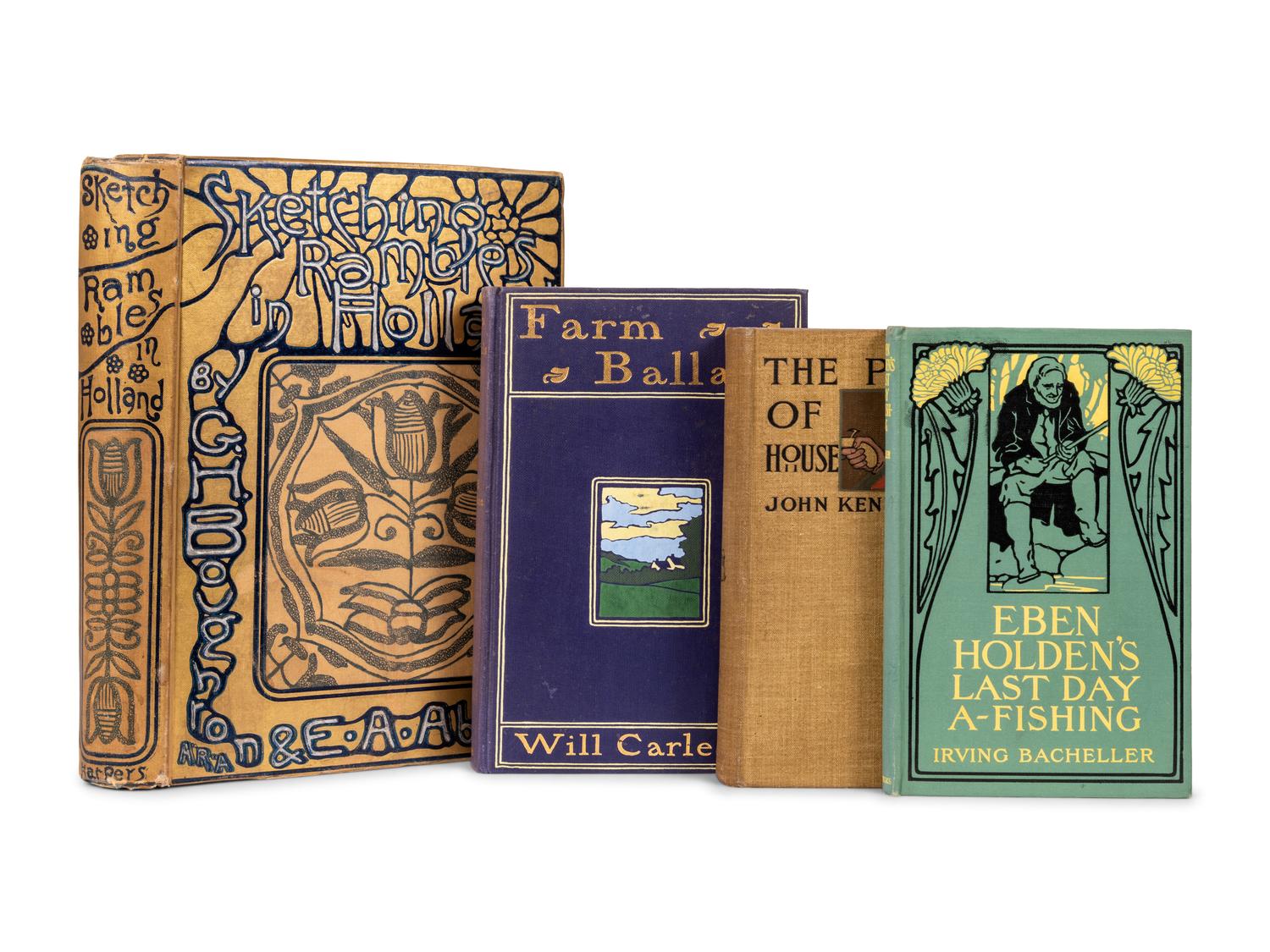 [PUBLISHER'S TRADE BINDINGS - AMERICAN]. A group of 4 bindings designed for Harpers.