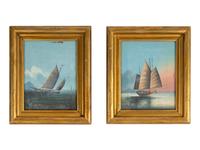 Two Watercolor and Gouache Paintings of Chinese Junks