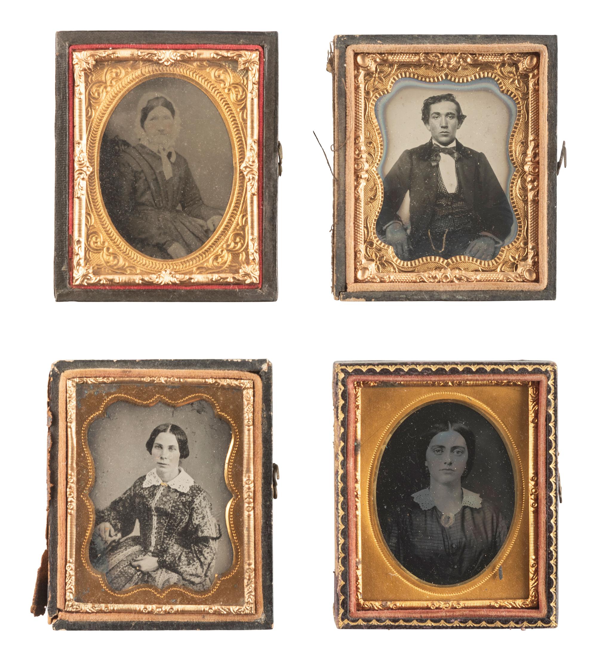 [EARLY PHOTOGRAPHY]. A group of 51 assorted ambrotype and tintype portraits of men, women, and children.