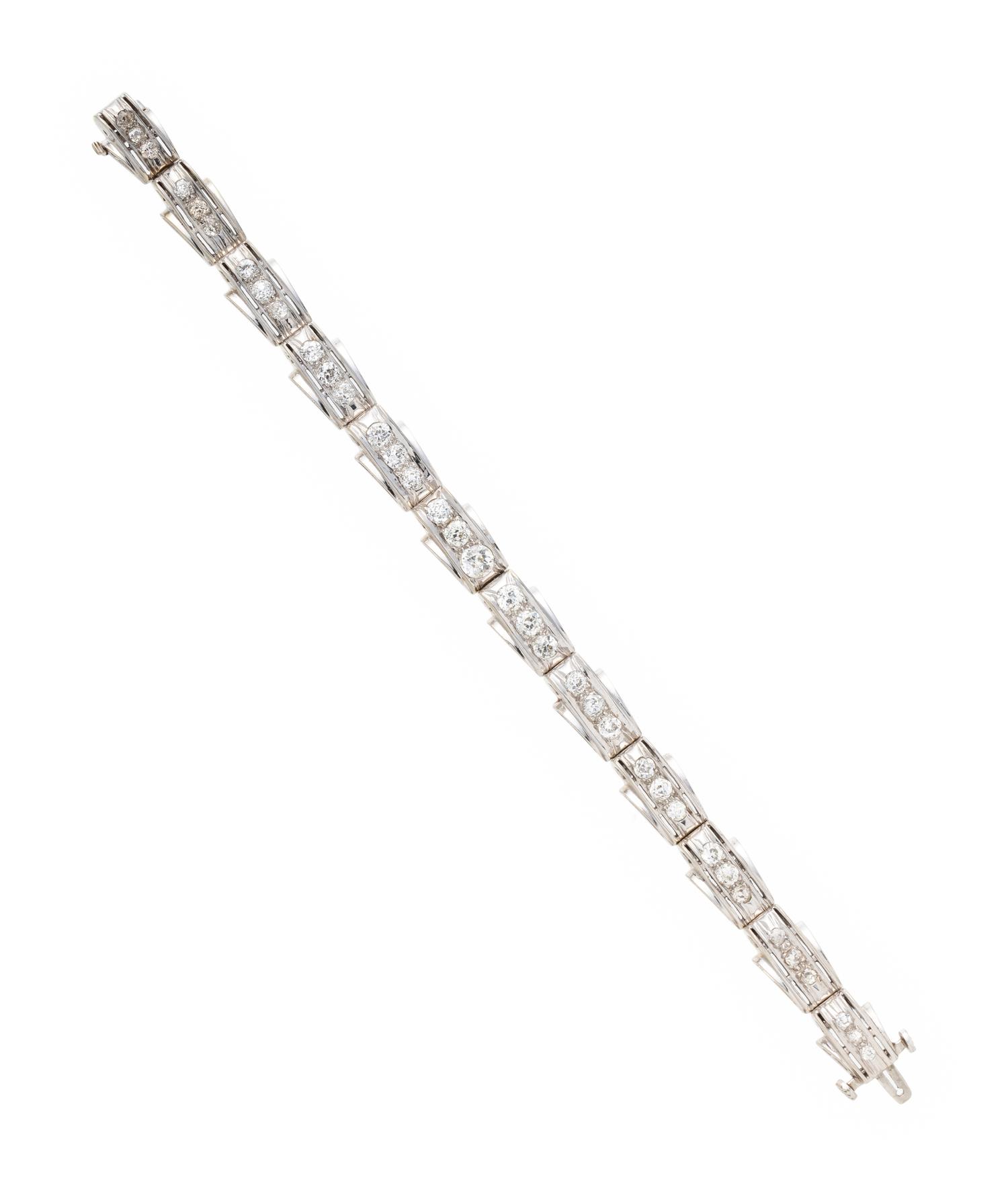 RETRO, WHITE GOLD AND DIAMOND BRACELET