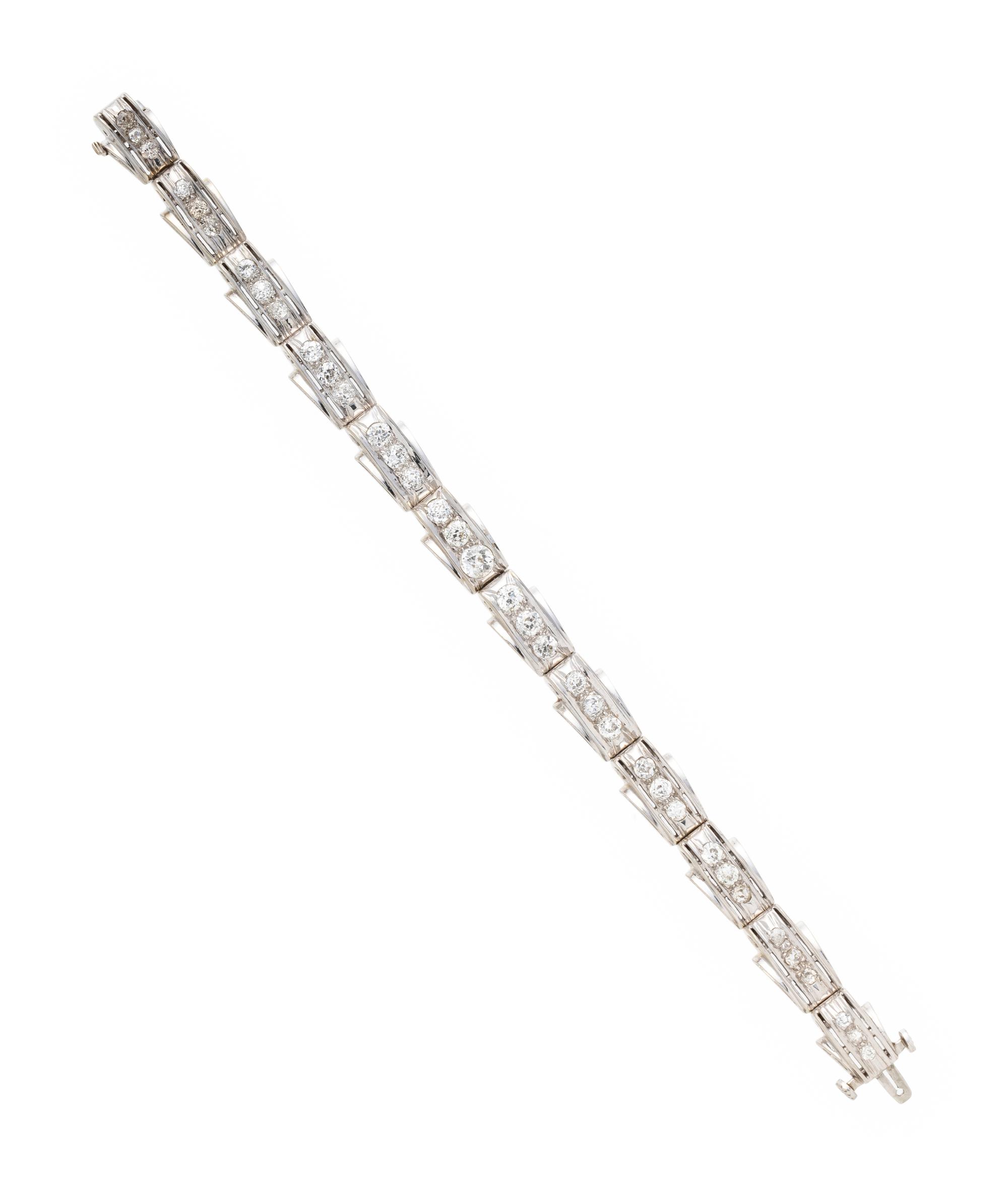 RETRO, WHITE GOLD AND DIAMOND BRACELET