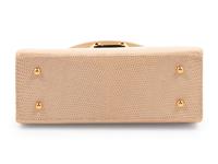 Gucci Taupe Pink Lizard Front Lock Handbag