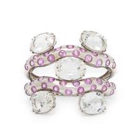 SAZINGG, PINK SAPPHIRE, WHITE TOPAZ, AND WHITE GOLD CUFF BRACELET