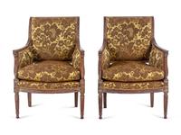 A Pair of Directoire Walnut Bergères