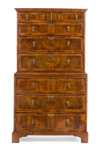 A George II Walnut Chest on Chest Height 63 x width 35 x depth 19 inches. — MID-18TH CENTURY