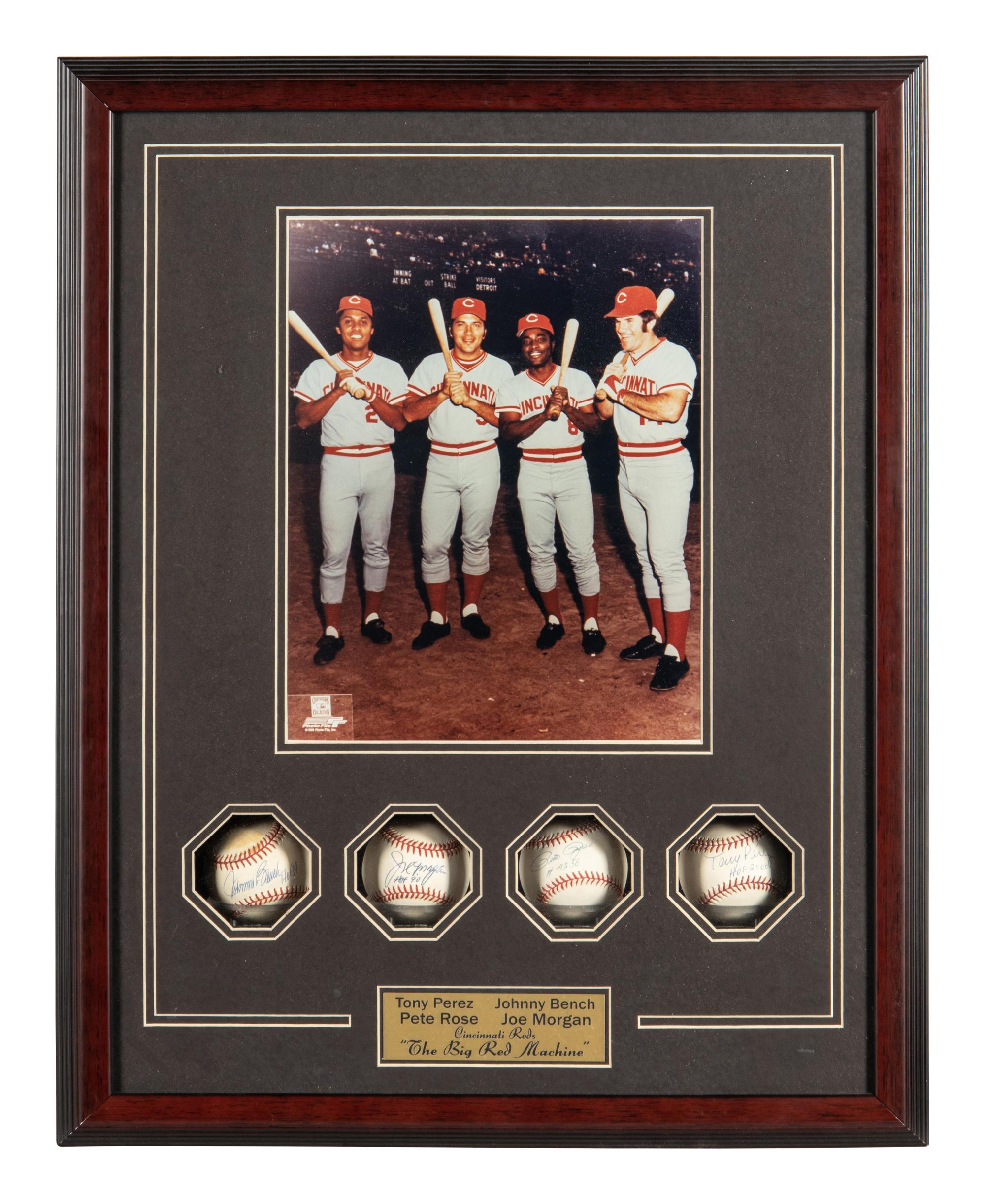 A Cincinnati Reds Big Red Machine Signed Autograph Baseball Display,