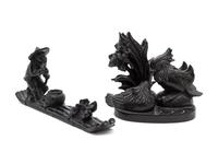 Two Pieces of Chinese Carved Black Soapstone — 20TH CENTURY