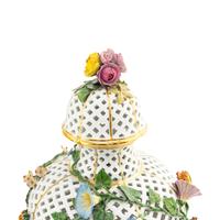 A Pair of Meissen Porcelain Reticulated Urns
