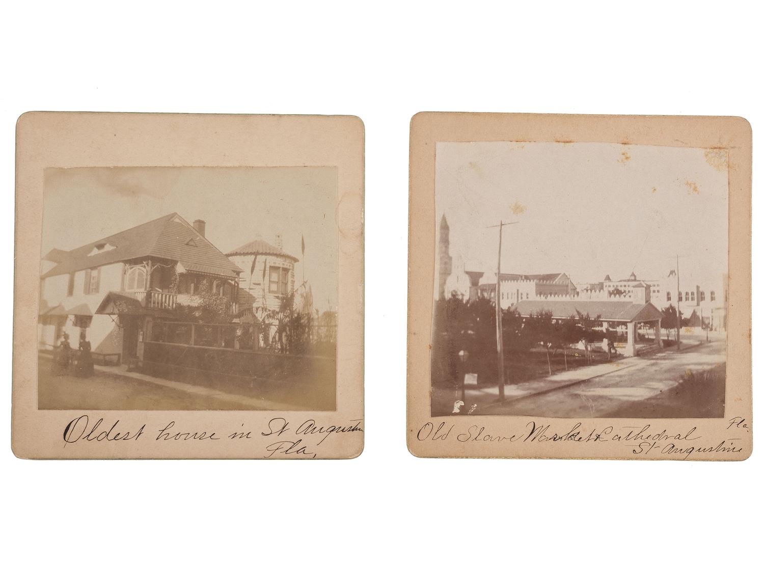 [SLAVERY & ABOLITION]. Photograph of an "Old Slave Market & Cathedral." [St. Augustine, FL], n.d.