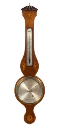 A Victorian Mother-of-Pearl Inlaid Rosewood Wheel Barometer Height 38 1/2 inches. — GEORGE ROSSI, NORWICH