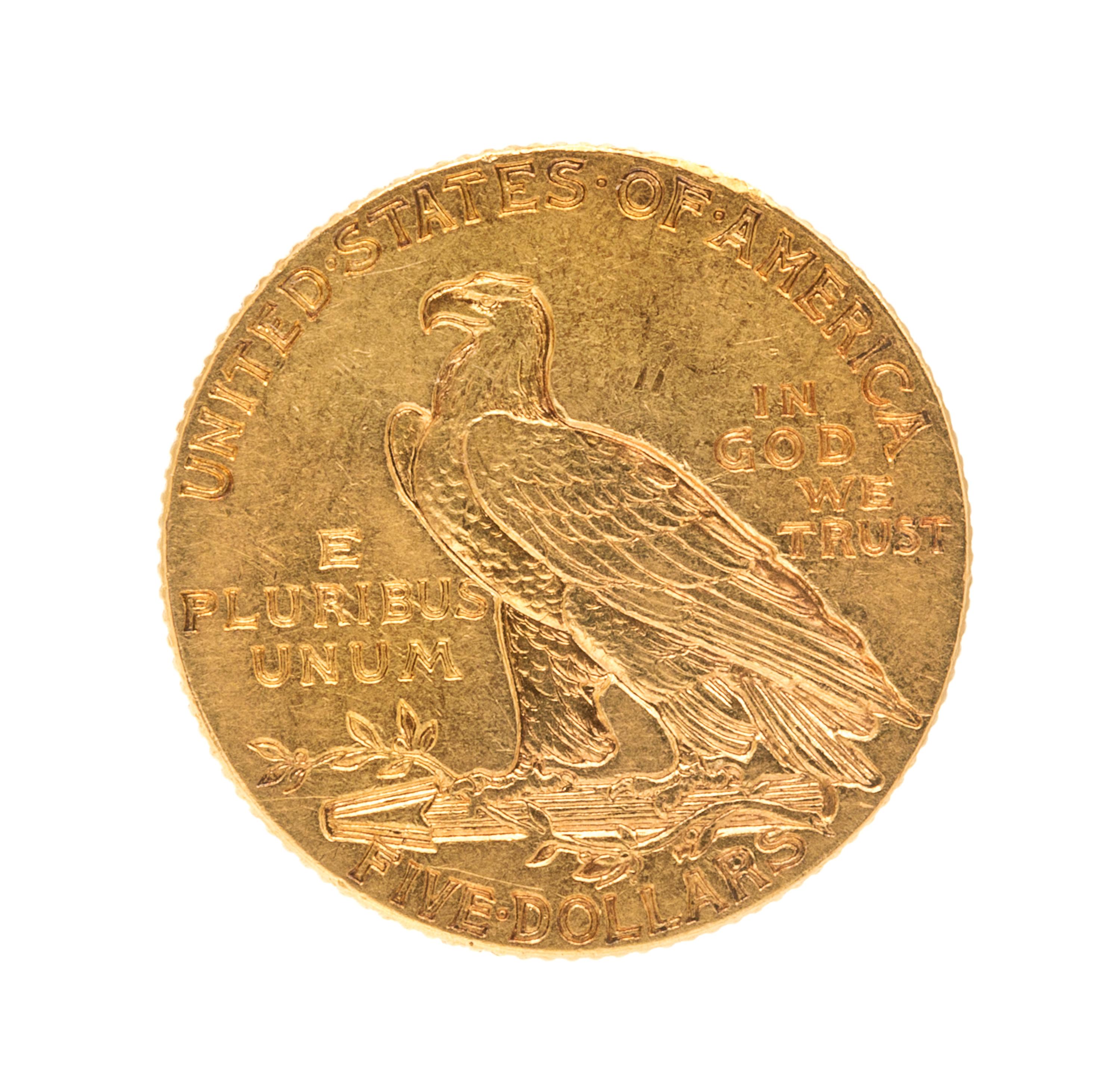 United States of America (1913) — Gold $5.00 Indian Head Coin