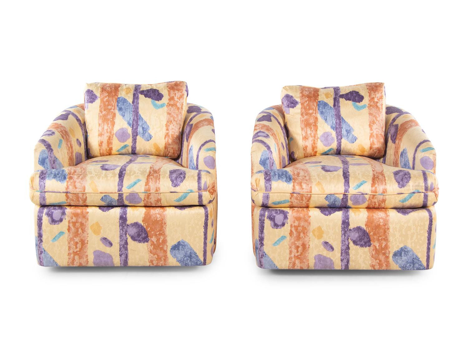 A Pair of Upholstered Lounge Chairs