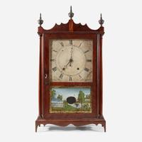 A Federal Carved Mahogany and Églomisé Mantel Clock Eli Terry & Sons, Plymouth, CT, circa 1823-1828