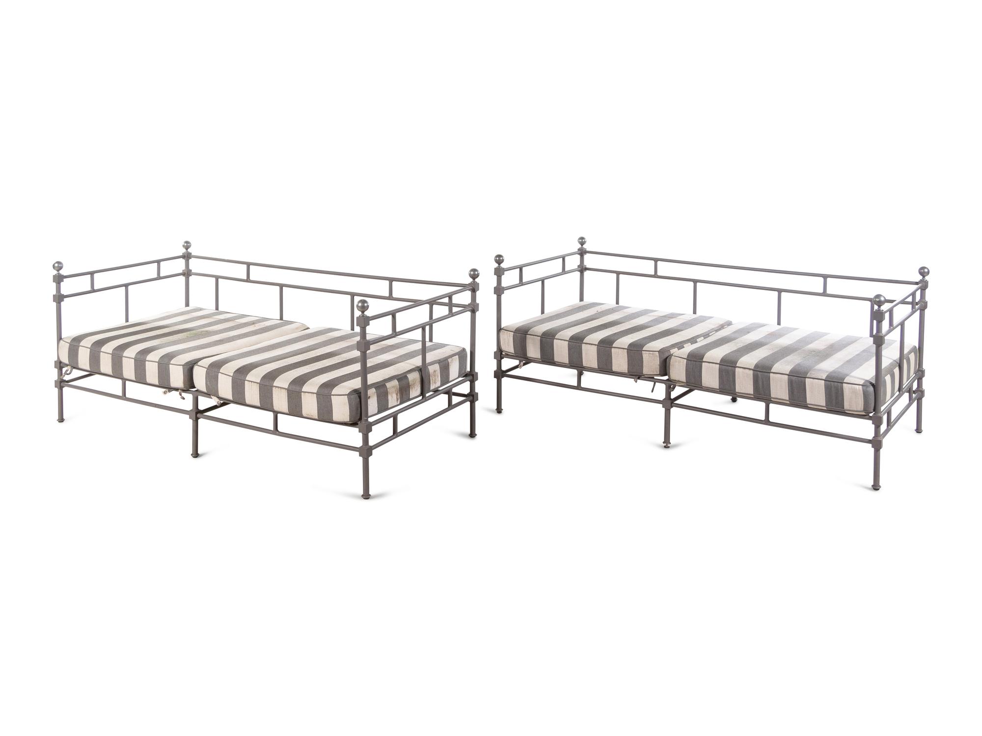 A Pair of Painted Metal Patio Sofas