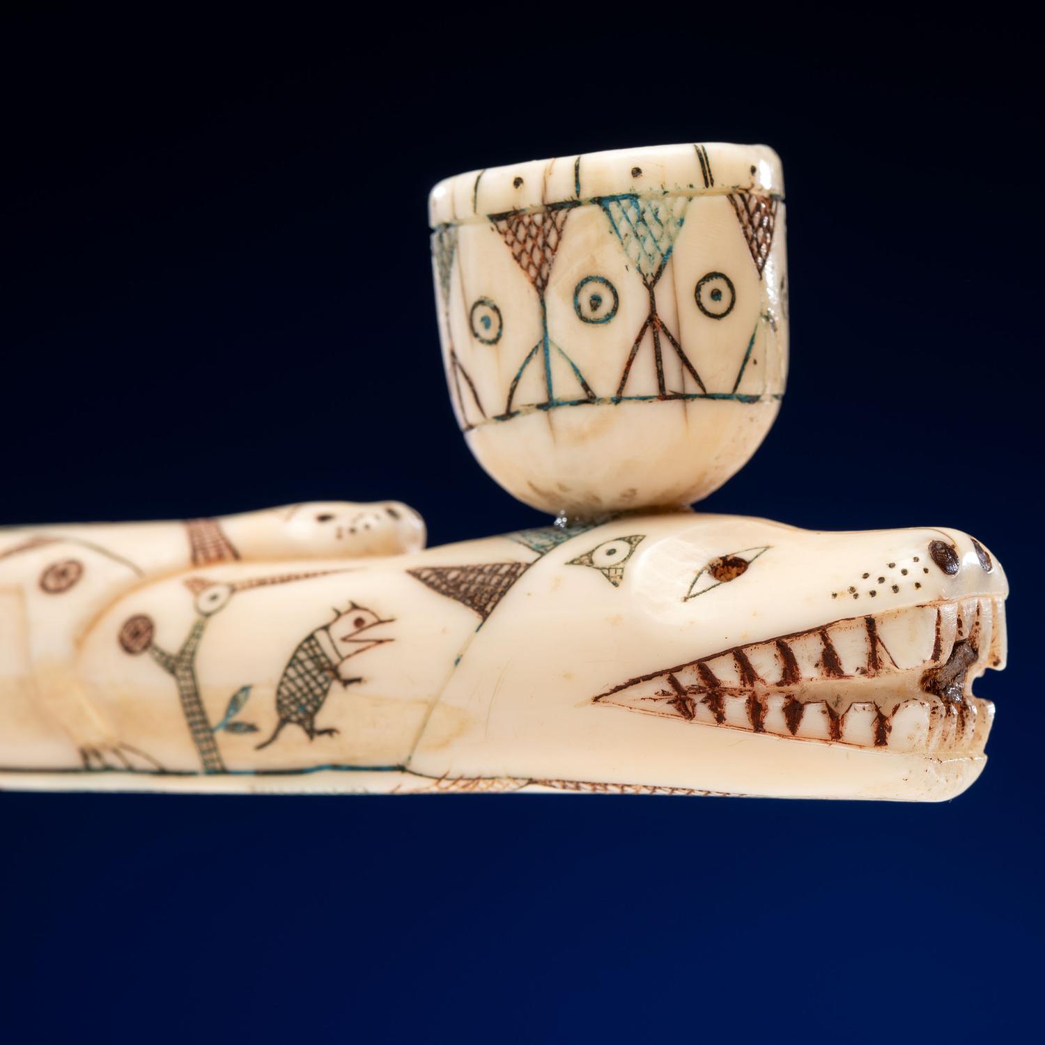 Nunivak Island Carved Polychrome Pipe