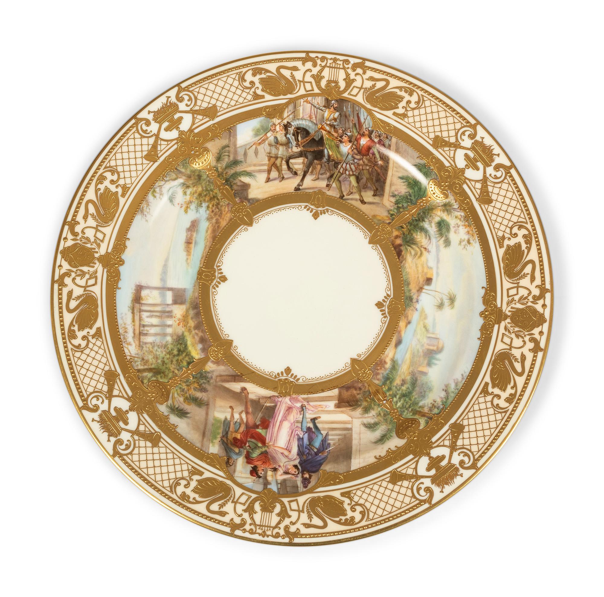 Eleven Dresden Ambrosius Lamm Porcelain Opera Cabinet Plates