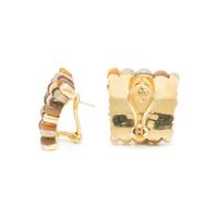 ANGELA CUMMINGS, MULTICOLOR QUARTZ AND CHALCEDONY YELLOW GOLD EARRINGS