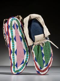 Sioux Fully Beaded Hide Moccasins